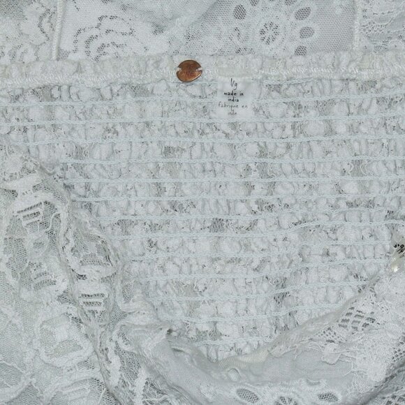 Free People FP One Raya Lace Bandana Top Cropped Smocked Strapless XS - Picture 7 of 7